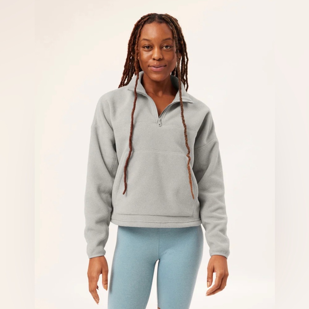 COPY - Girlfriend Collective Micro Fleece Half Zip in Gray (L)